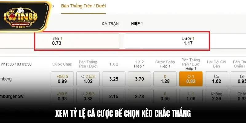 Xem tỷ lệ cá cược để chọn kèo chắc thắng
